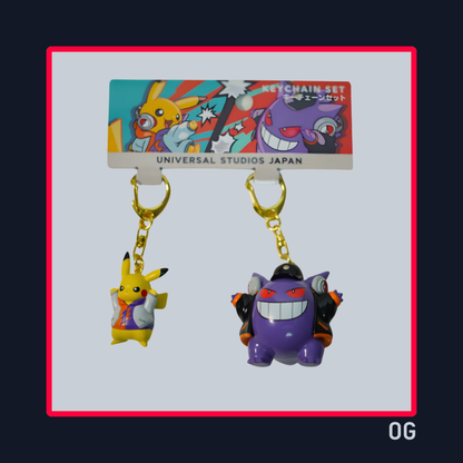 Keychain Set (Par) Pikachu DJ y Gengar DJ - Pokémon Unstoppable Halloween Party