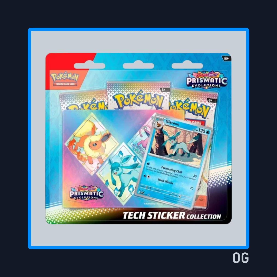 Prismatic Evolutions Tech Sticker Collection (Glaceon)- 3 Pack Blister